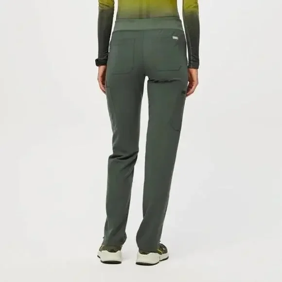 Figs Yola Skinny Moss Green Scrub Pants Women's XS Orange String & Zipper - Picture 2 of 10